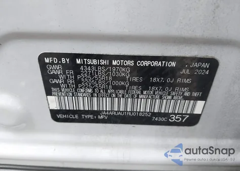 2024 Mitsubishi Outlander Sport 2.0 Es Awc/2.0 Le Awc/2.0 Ralliart Awc/2.0 S Awc/2.0 Se Awc/2.0 Trail Edition Awc из США, поврежденный, VIN JA4ARUAU1RU018252